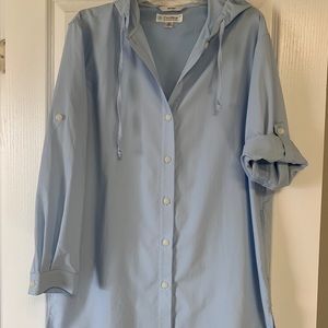 Coolibar Iztapa Beach Shirt - size L - SPF 50- light blue